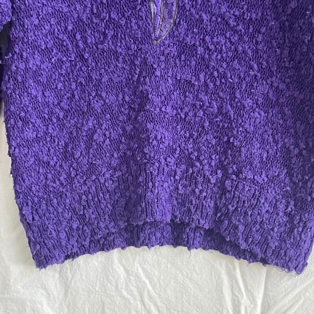 20 Ans Purple Art‎ to Wear Sweater M/L Faux Fur Sequin Beaded Knit Statement Top